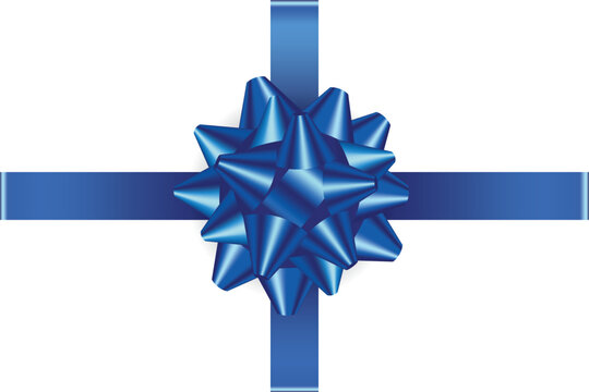 classic blue shiny gift bow and ribbons festive template for present