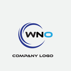 W N O logo design adobe illustrator . and whit color blue and black and white background ,