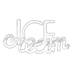 ice cream doodle lettering. Isolated on white background.