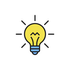Light bulb thin line icon. Colourful linear symbol. Vector illustration.
