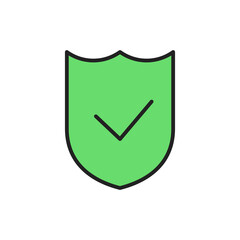 Business protection thin line icon. Colourful linear symbol. Vector illustration.
