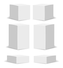 Isolated boxes packaging, realistic isolated white pack set, vector illustration, cosmetics box vector, boxes package collection