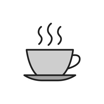 A cup of coffee thin line icon. Colourful linear symbol. Vector illustration.