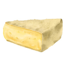 Brie cheese butter slice watercolor illustration dairy product