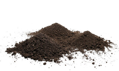 Pile dirt, soil isolated on white background