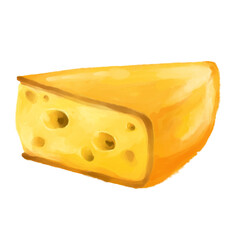 Cheese cheddar slice watercolor illustration dairy product