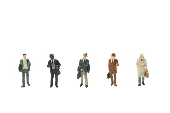 Group of diversity business people standing with distancing isolated on white with clipping path.