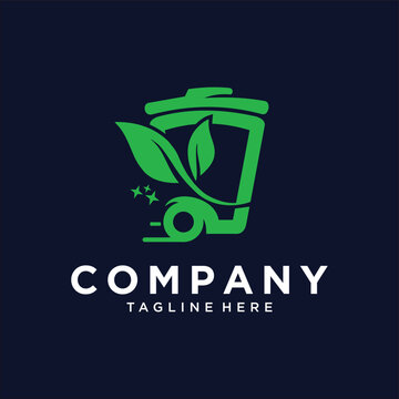 Leaf and Trash Bins Logo Design
