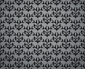 Flower geometric pattern. Seamless vector background. Black and gray ornament