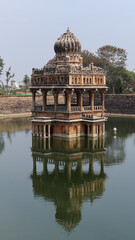 Fototapeta premium The Beautiful Santhebennur Pukhkarani, The Stone Bath Well, Build in Santhebennur, Channagiri, Karnataka, India.