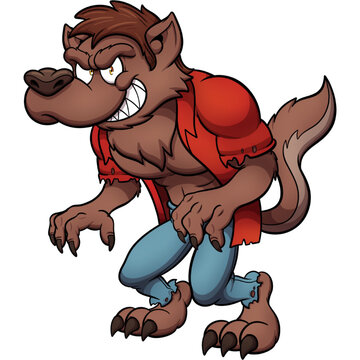Werewolf. Vector clip art illustration with simple gradients. All in one single layer.