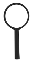 Cutout of an isolated black magnifying glass with a handle  with the transparent png background	