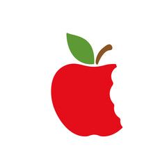 Apple icon. A red apple that has been bitten School education concept Isolated on white background