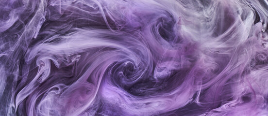 Purple lilac multicolored smoke abstract background, acrylic paint underwater explosion