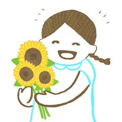 ひまわりと女の子
