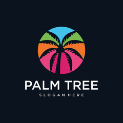 Rainbow Palm Tree Logo Design