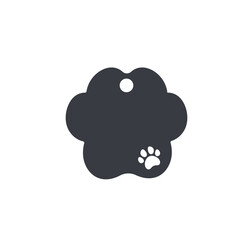 Dog tag template. Vector silhouette dog tag for neckline. Isolated on white background