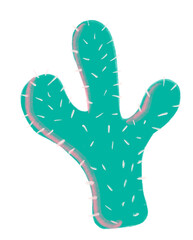 Cactus Mexico desert plant in summer green pink doodle freehand illustration