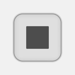 Grey Stop button icon, flat design