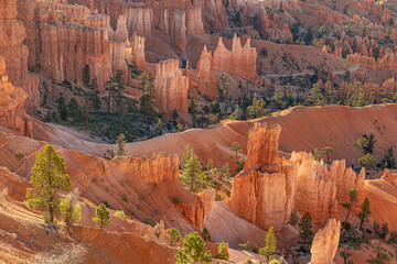scenic view to the hoodoos in the Bryce Canyon national Park, Utah,