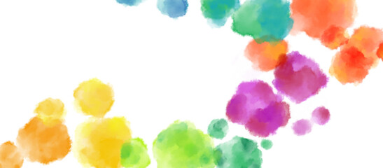 Colorful rainbow watercolor blobs banner brush hand painting illustration