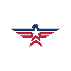 American symbol eagle with star with flag modern logo design vector.