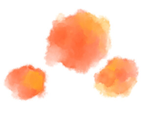 Colorful orange watercolor blobs drops  hand painting illustration