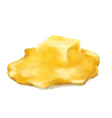 butter yellow milky spread dairy product watercolor painting illustration