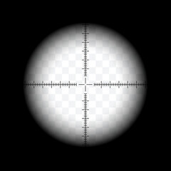 A realistic illustration of a sight through the scope of a desharpening rifle. Crosshair with transparent background, vector