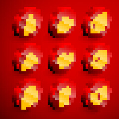 Set line Pyramid toy, Baby bottle, crib hanging toys, Rubber duck, Beach ball, ABC blocks and dummy pacifier icon. Vector