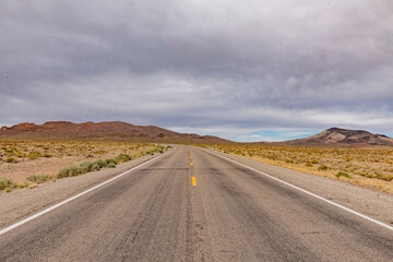 Riding the Route 95 in Nevada on daytime thru the desert