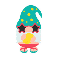 Gnomes Summer. Gnomes wear hats and sunglasses for summer trips to the beach.