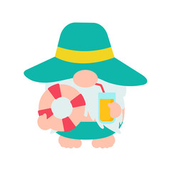 Gnomes Summer. Gnomes wear hats and sunglasses for summer trips to the beach.