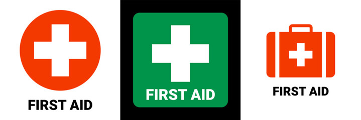 First aid icon symbol. Vector cross safety medic treatment ambulance first aid help
