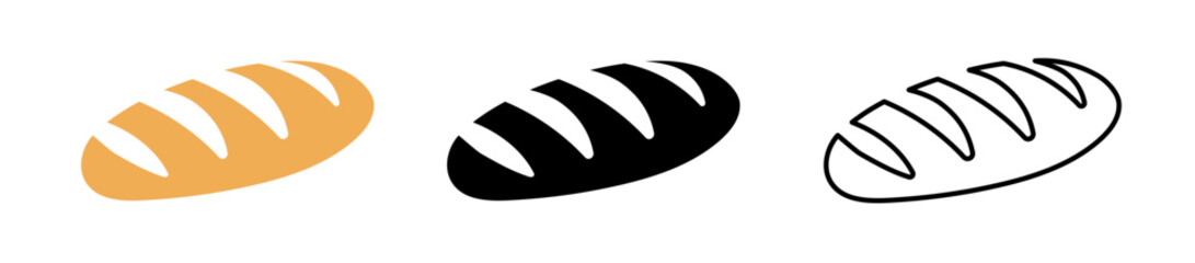 Vector french bread illustration baguette logo. Food bread flat hot icon