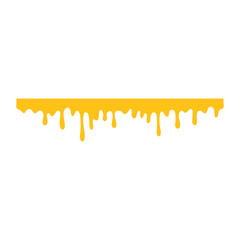 Honey is dripping. The thick yellow liquid dripping onto the ground.