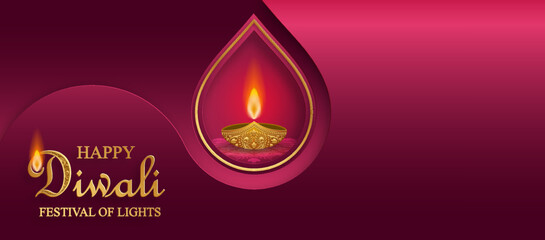 Happy Diwali vector illustration. Festive Diwali and Deepawali card. The Indian festival of lights