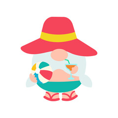Gnomes Summer. Gnomes wear hats and sunglasses for summer trips to the beach.