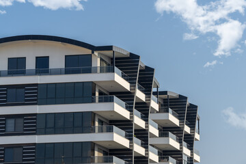 Modern urban architecture. Detail of a residential apartment building.