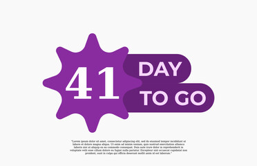 41 Day To Go. Offer sale business sign vector art illustration with fantastic font and nice purple white color