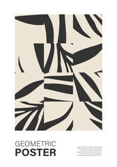 Minimal wall art poster with abstract shapes composition collage