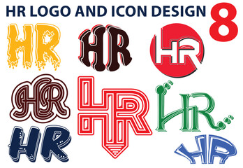 Letter HR logo and icon design template bundle