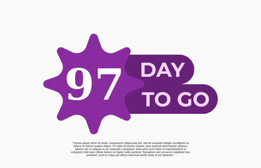 97 Day To Go. Offer sale business sign vector art illustration with fantastic font and nice purple white color