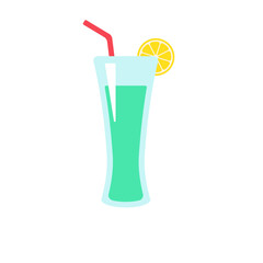 Vector cocktail glass. Colorful alcoholic juices Helps to stay fresh in the hot summer.