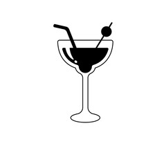 Vector cocktail glass. Colorful alcoholic juices Helps to stay fresh in the hot summer.