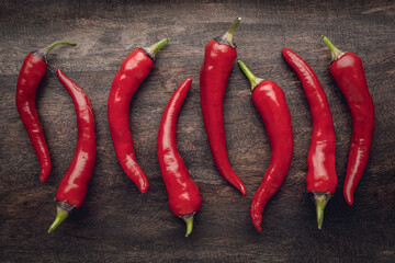 Buena Mulata hot chili pepper, an ornamental and edible cayenne variety, fully ripened in its red...