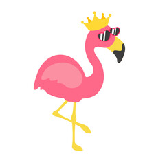 Vector cartoon flamingos and flower accessories, glasses, bows and hats. Great for summer travel.