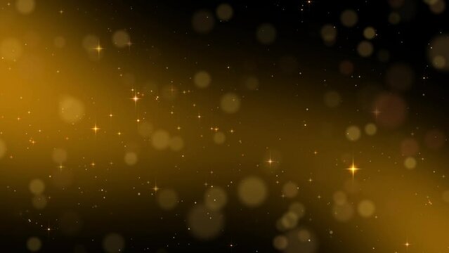 abstract golden  bokeh and shiny stars background video, 4k cosmetic design blank template, glowing and shiny stars and particles, spot product light