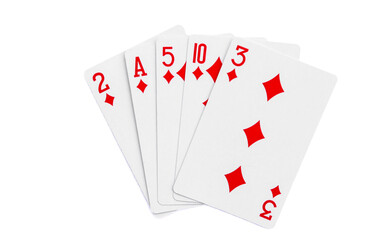 Royal Flush playing cards on a white background.