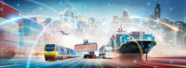 Global Business Network Distribution and Technology Digital Future of Cargo Containers Logistics...